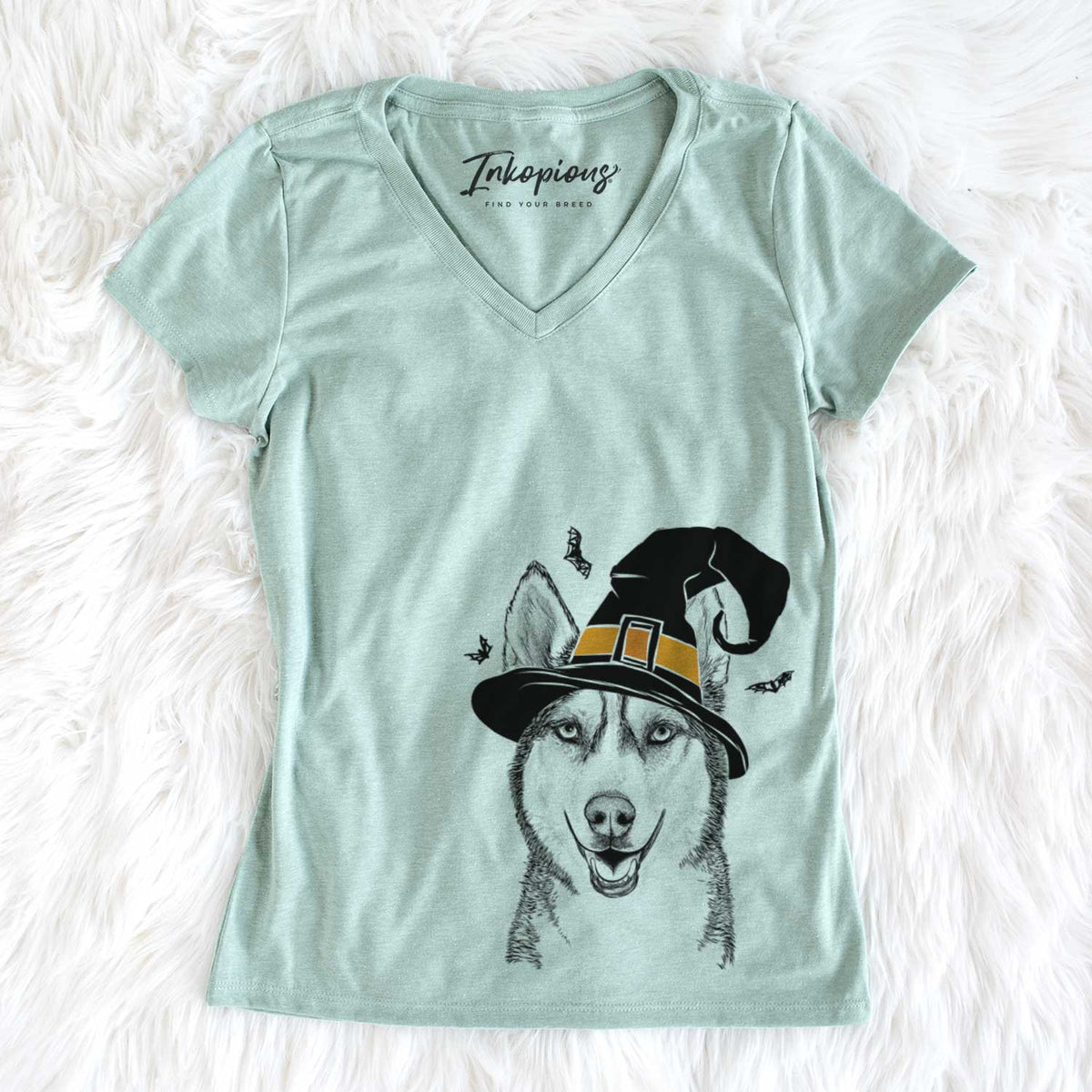 Witch Kira the Siberian Husky - Women&#39;s V-neck Shirt