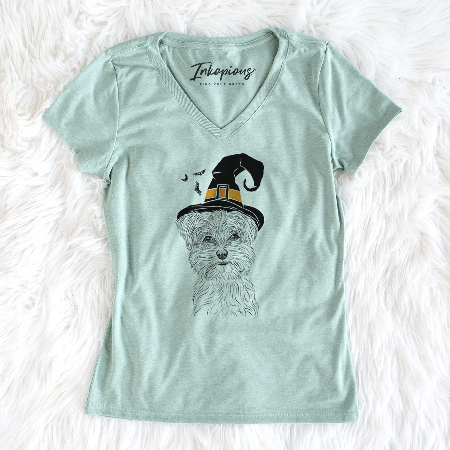 Witch Kiwi the Morkie - Women's V-neck Shirt