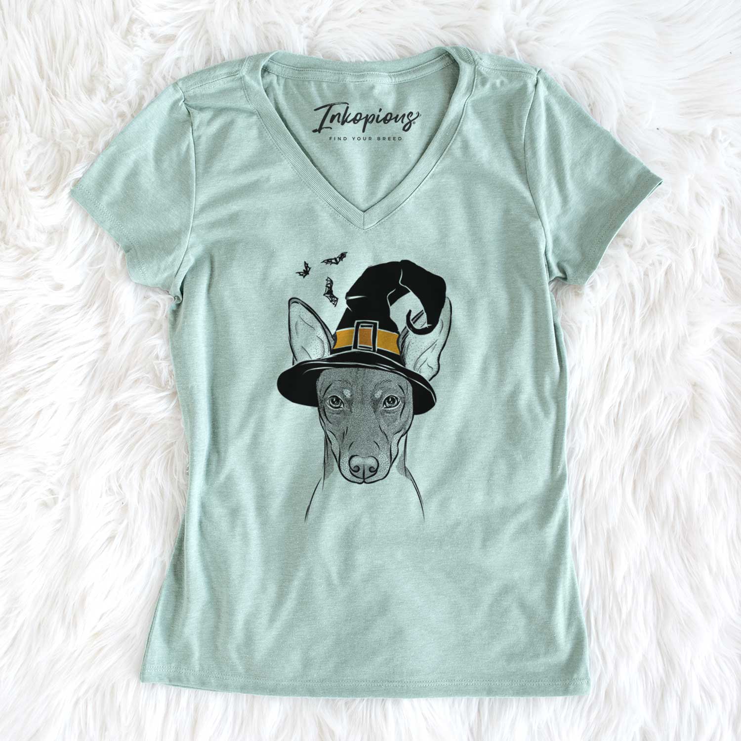 Witch Knox the Rat Terrier - Women's V-neck Shirt