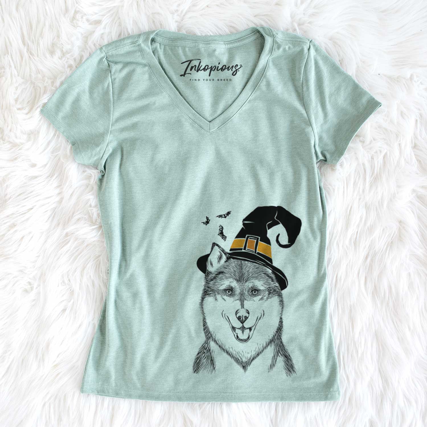 Witch Koda the Siberian Husky - Women's V-neck Shirt