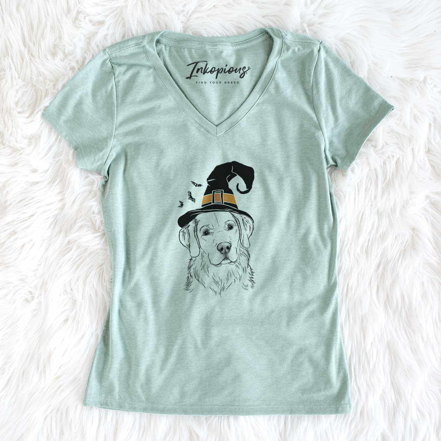 Witch Kula the Golden Retriever - Women's V-neck Shirt
