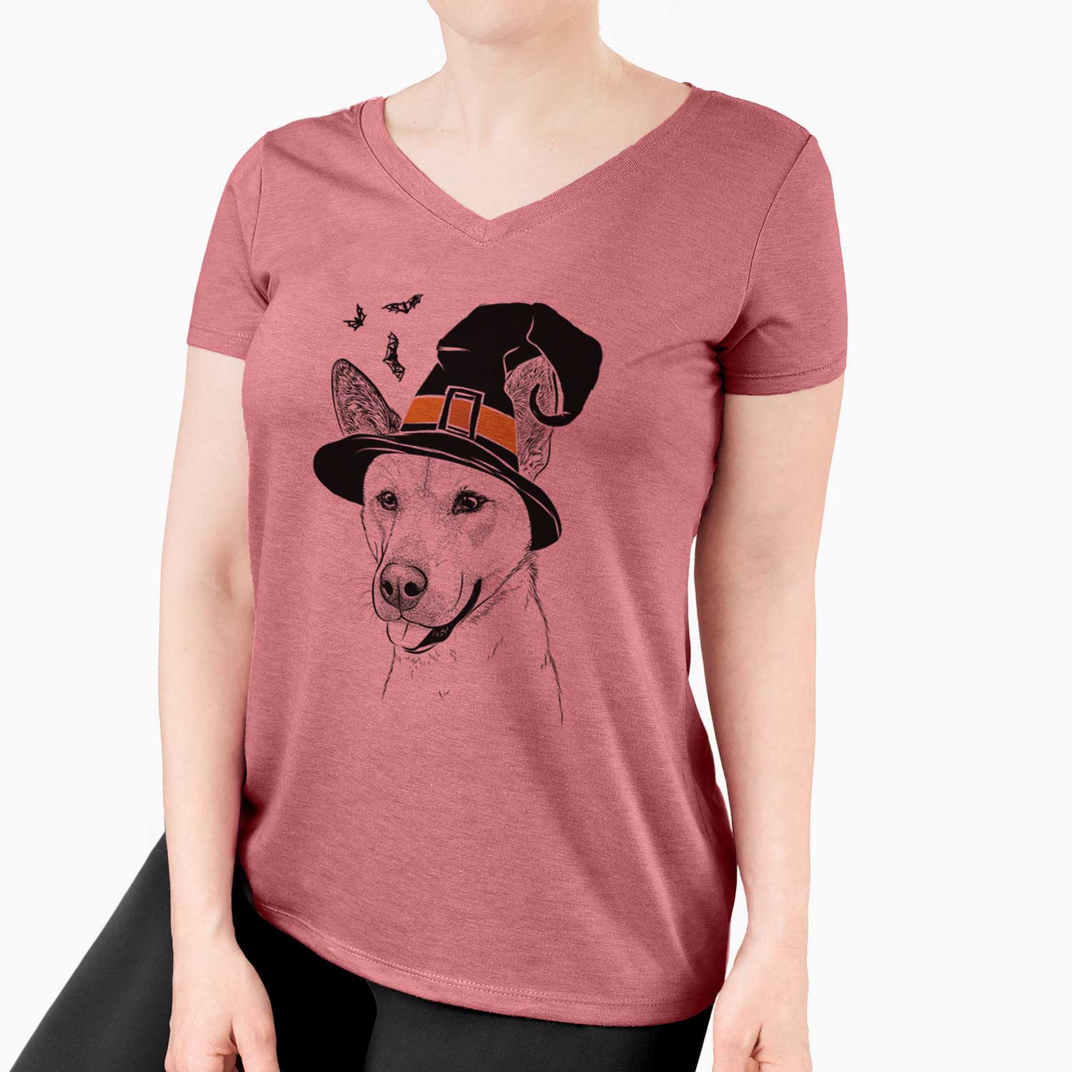 Witch Kulfi the Jindo Shiba Inu Mix - Women's V-neck Shirt