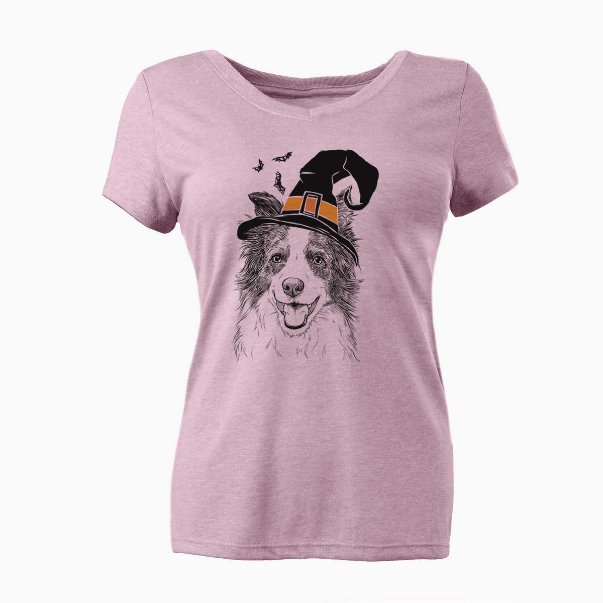 Witch Kylee the Border Collie - Women's V-neck Shirt