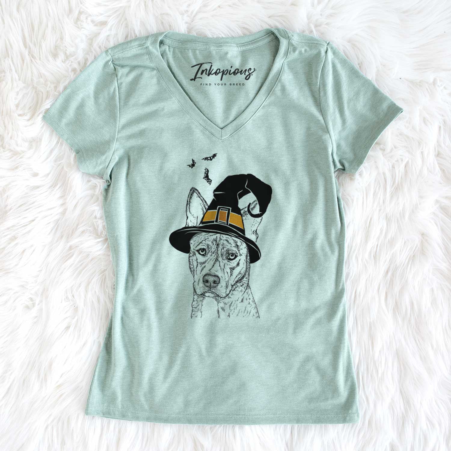 Witch Leo the Ibizan Hound Bull Mastiff Mix - Women's V-neck Shirt