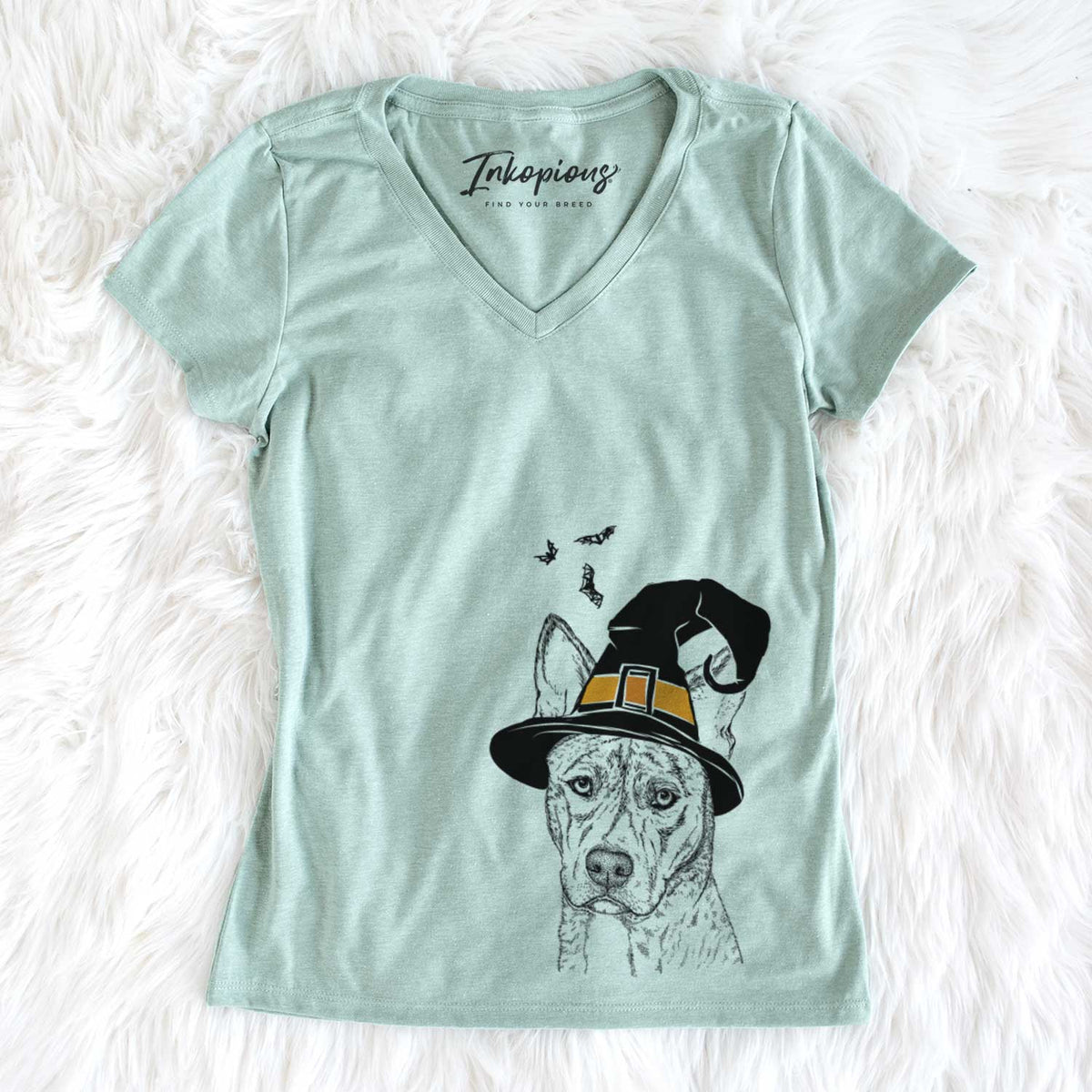 Witch Leo the Ibizan Hound Bull Mastiff Mix - Women&#39;s V-neck Shirt