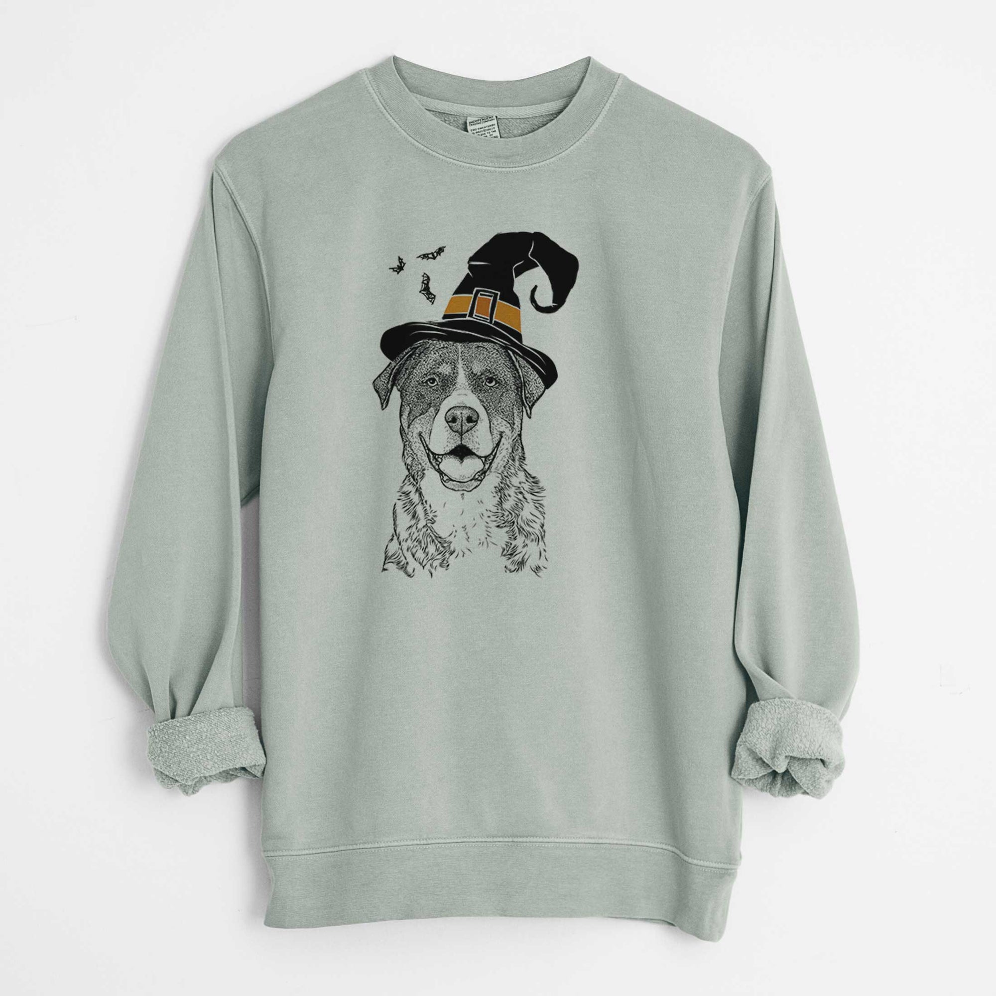 Witch Leon the Greater Swiss Mountain Dog - Unisex Pigment Dyed Crew Sweatshirt