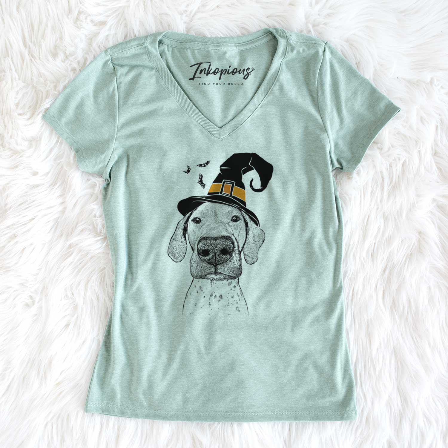 Witch Leroy the German Shorthaired Pointer - Women's V-neck Shirt