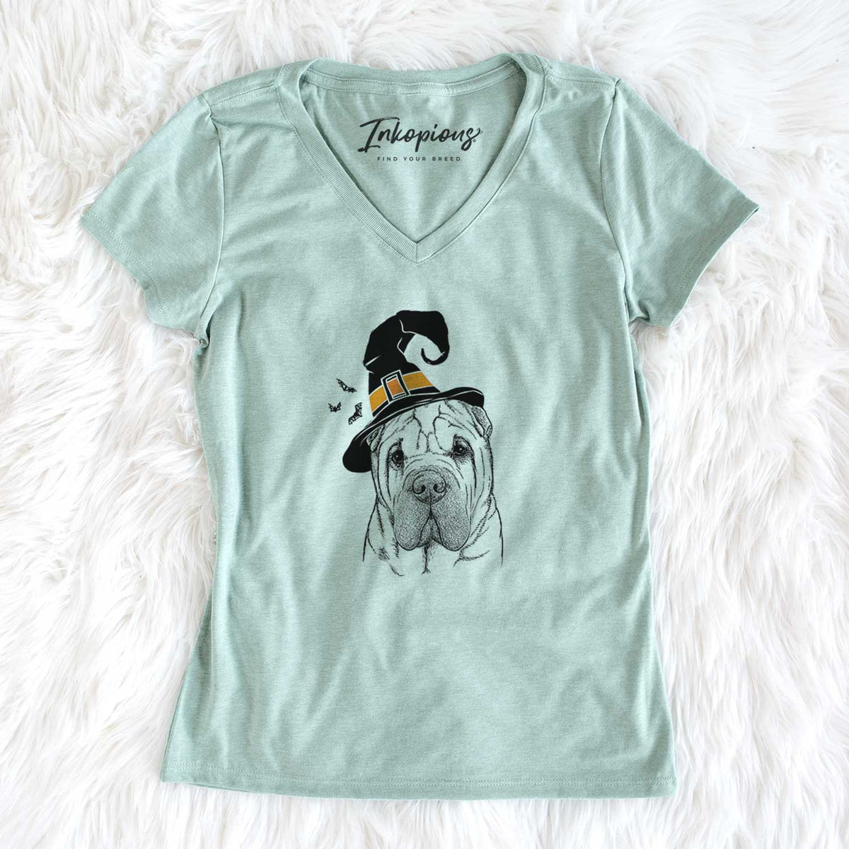 Witch Lilly the Shar Pei - Women's V-neck Shirt