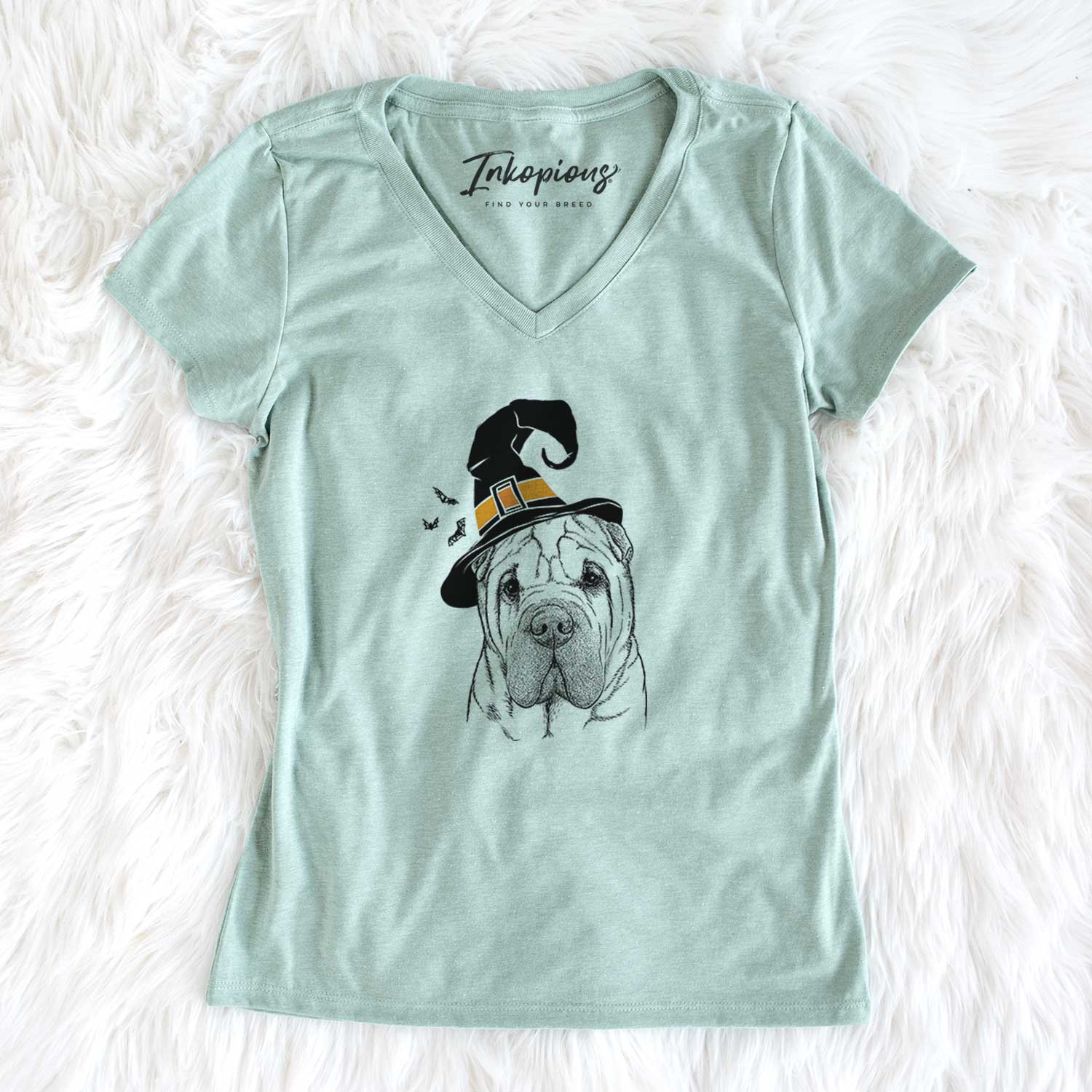 Witch Lilly the Shar Pei - Women's V-neck Shirt