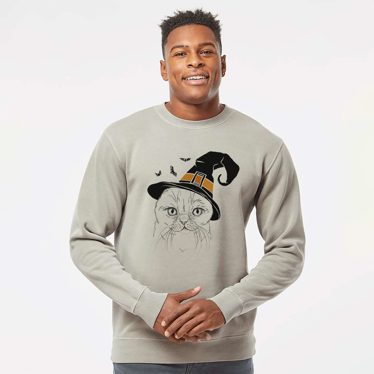 Witch Lina the Exotic Fold Cat - Unisex Pigment Dyed Crew Sweatshirt