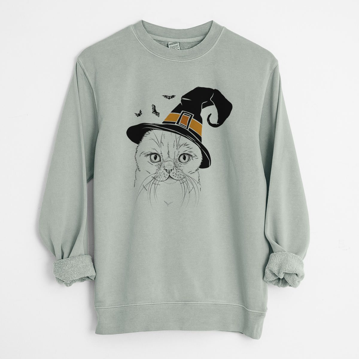 Witch Lina the Exotic Fold Cat - Unisex Pigment Dyed Crew Sweatshirt