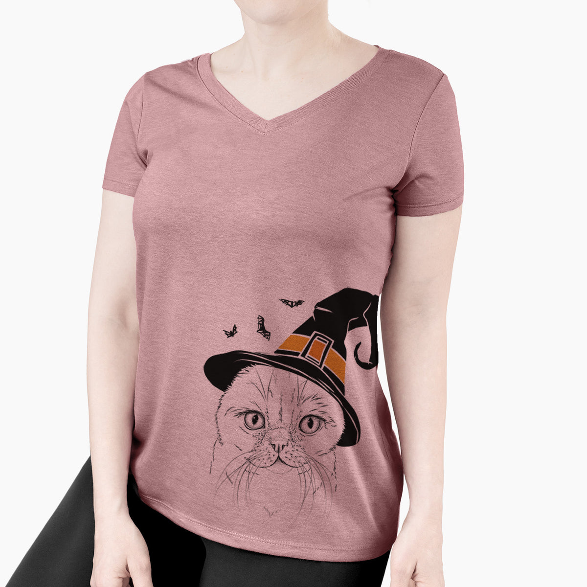 Witch Lina the Exotic Fold Cat - Women's Perfect V-neck Shirt