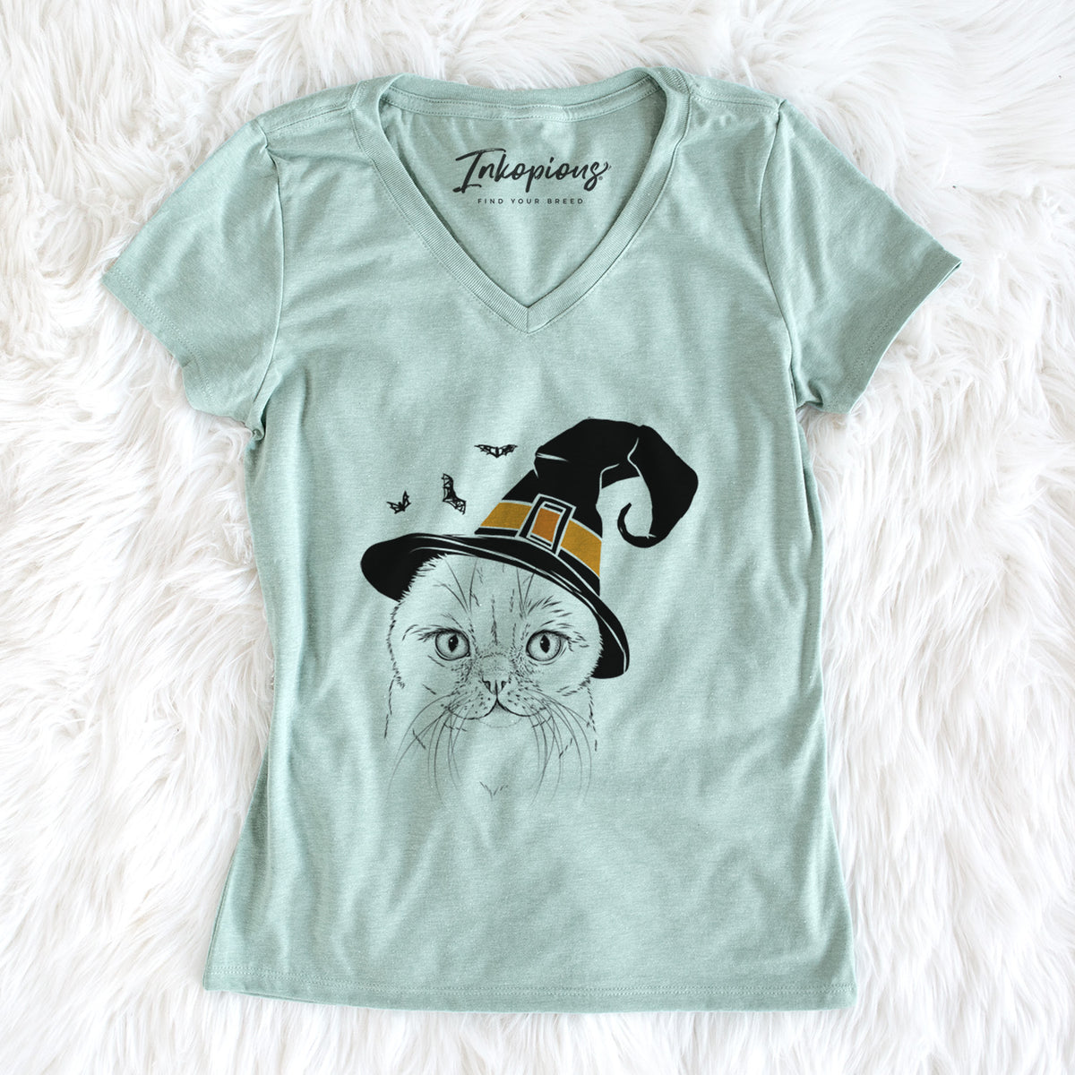 Witch Lina the Exotic Fold Cat - Women's Perfect V-neck Shirt