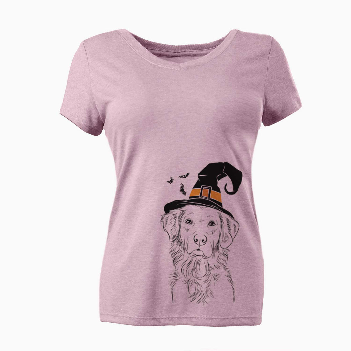 Witch Linden the Golden Retriever - Women's V-neck Shirt