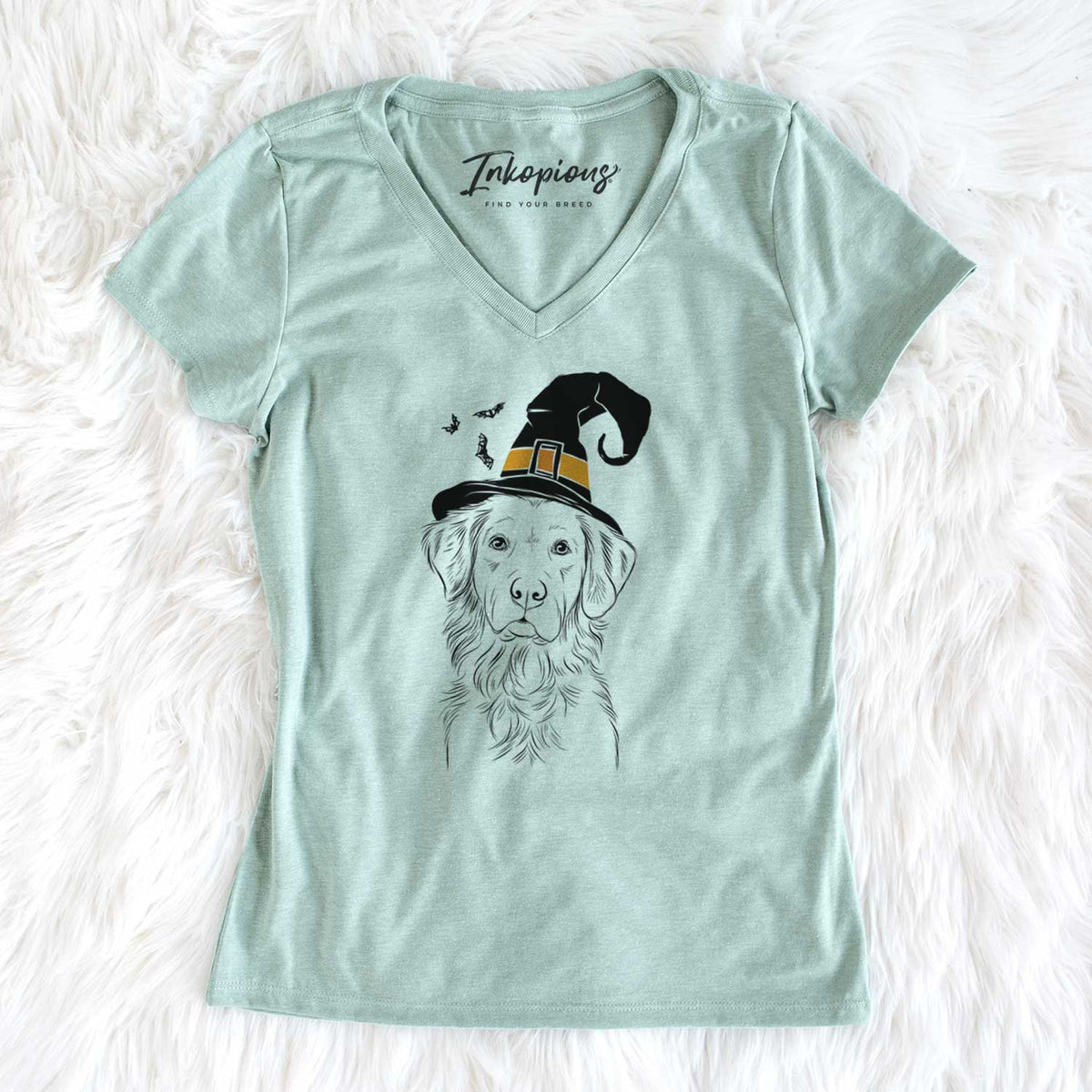 Witch Linden the Golden Retriever - Women's V-neck Shirt