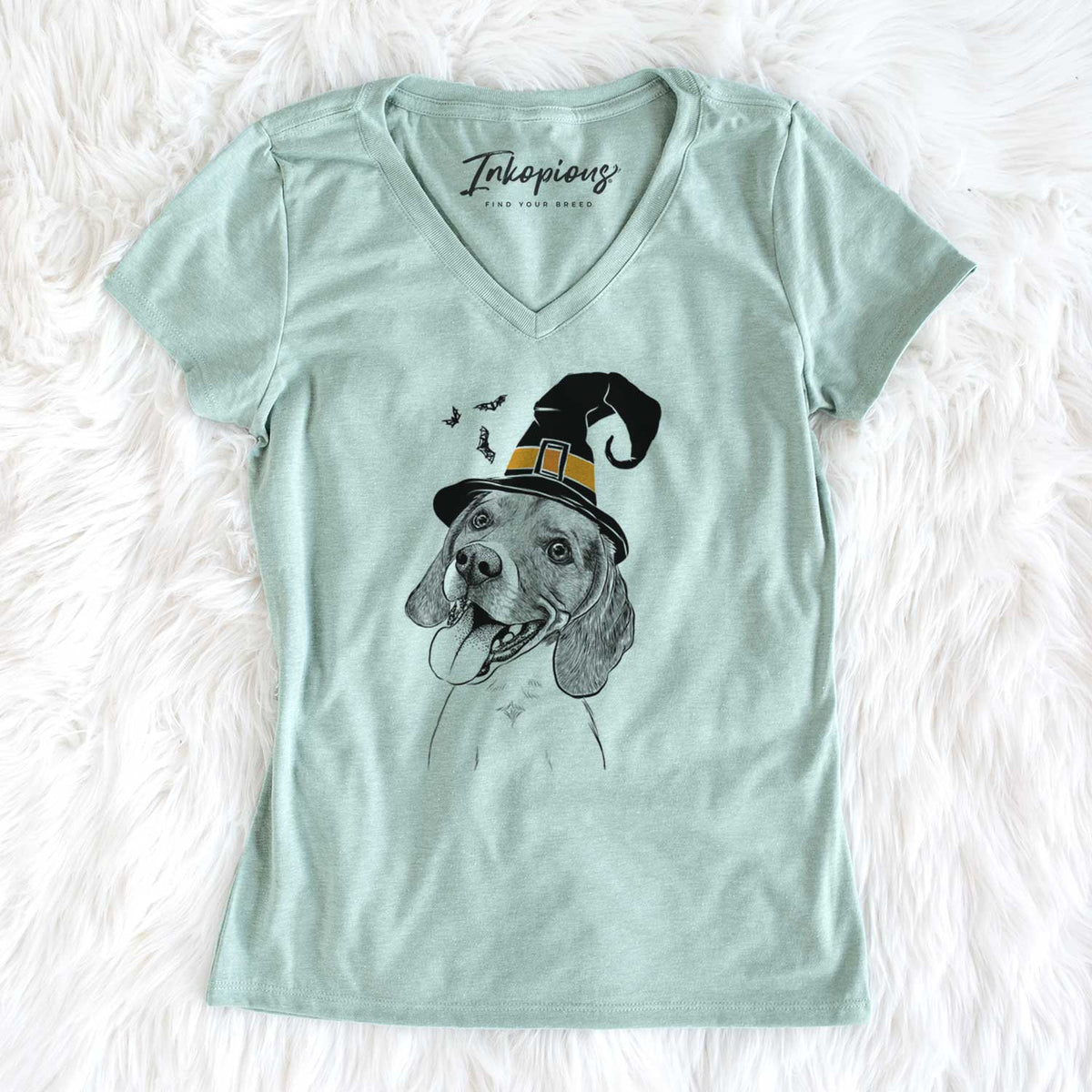 Witch Little Bandit the Beagle - Women's V-neck Shirt