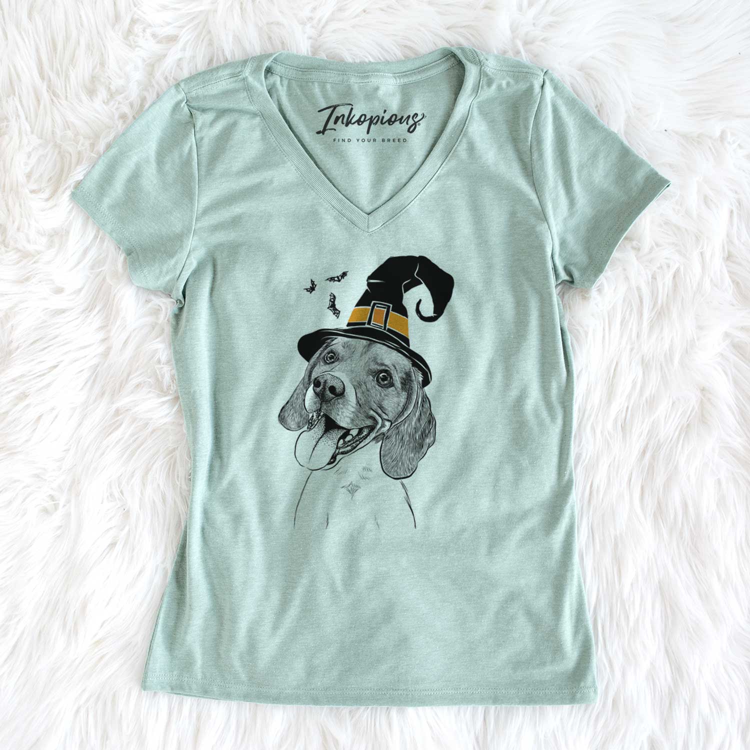 Witch Little Bandit the Beagle - Women's V-neck Shirt