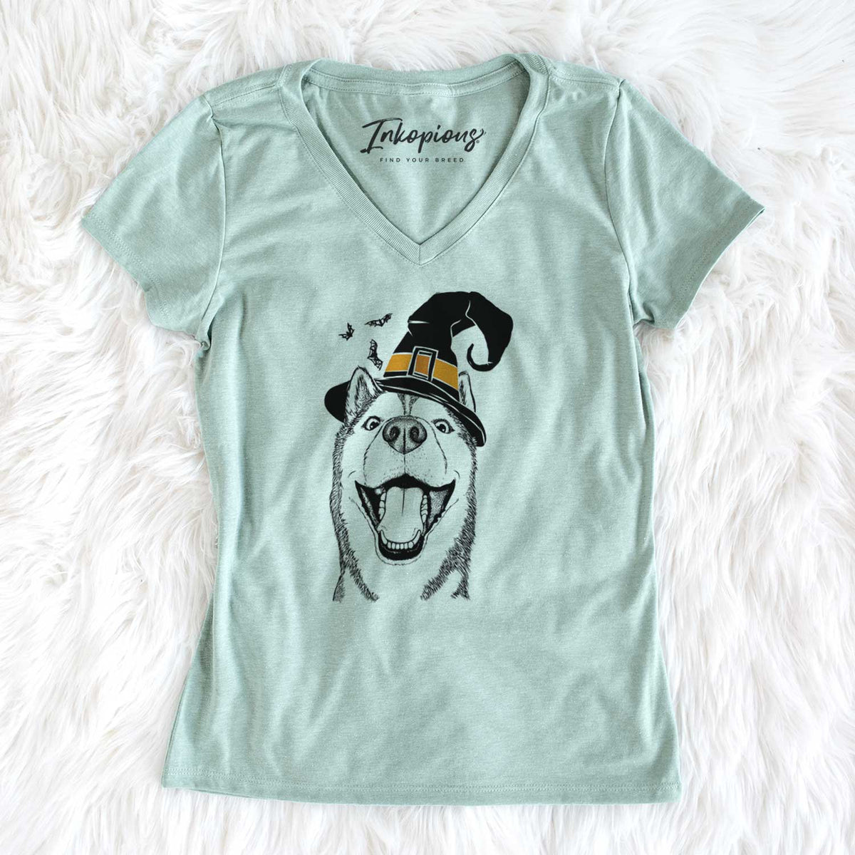 Witch Little Country the Siberian Husky - Women's V-neck Shirt