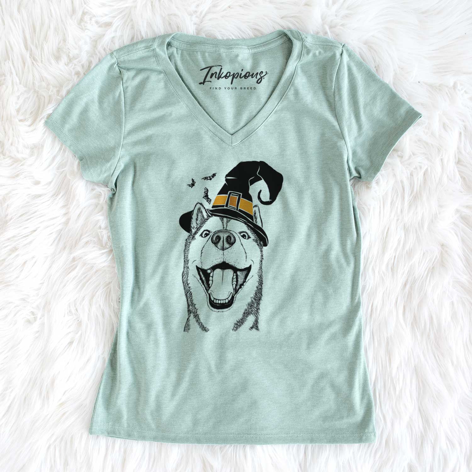 Witch Little Country the Siberian Husky - Women's V-neck Shirt