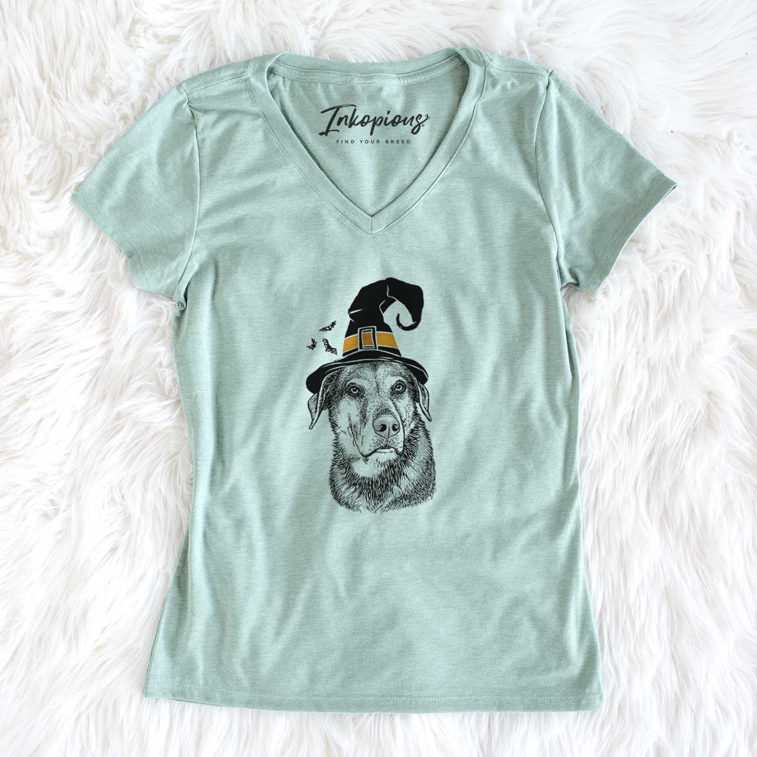 Witch Lobo the Shepherd Mix - Women's V-neck Shirt
