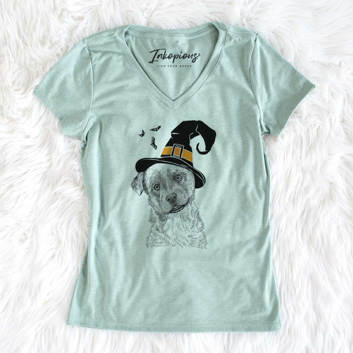 Witch Loki Bear the Australian Cattle Dog Mix - Women's V-neck Shirt