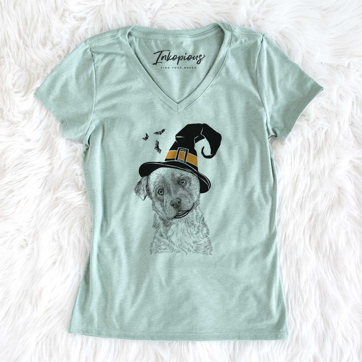 Witch Loki Bear the Australian Cattle Dog Mix - Women's V-neck Shirt