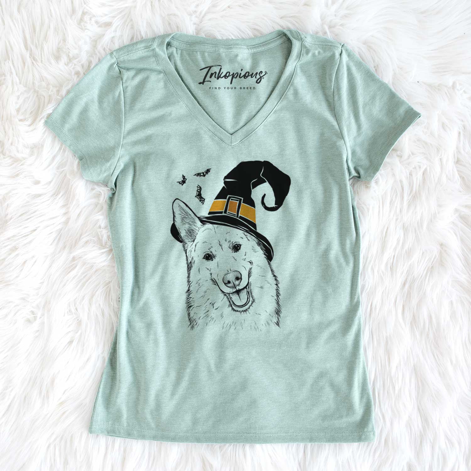 Witch Loki the Husky Shepherd Mix - Women's V-neck Shirt