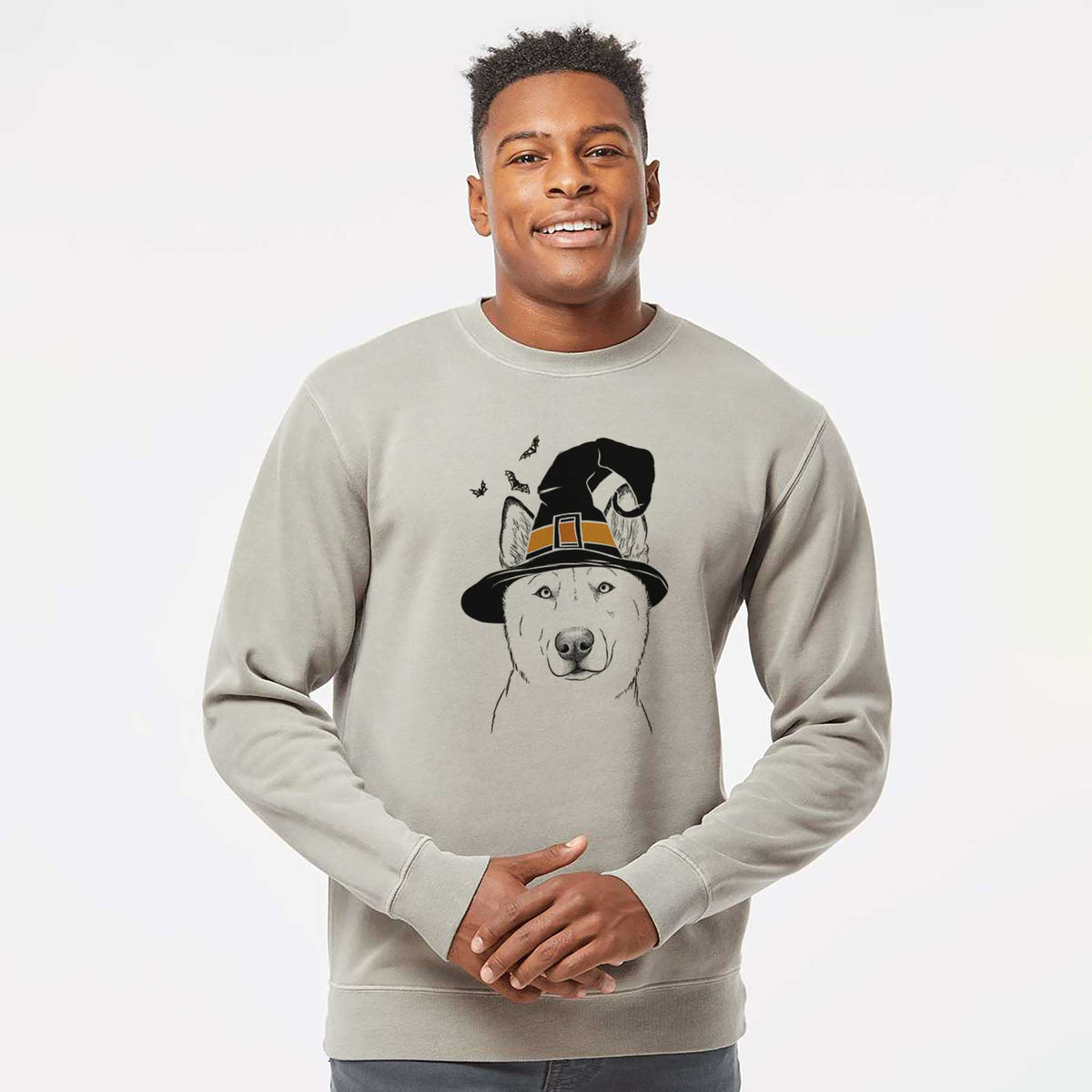 Witch London the Siberian Husky - Unisex Pigment Dyed Crew Sweatshirt