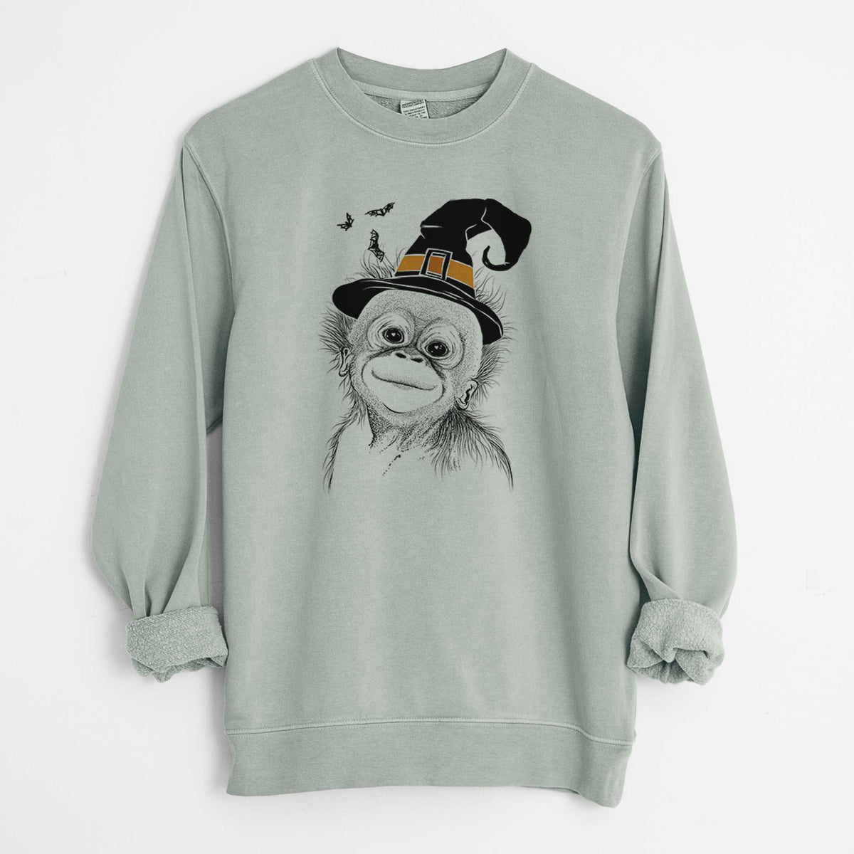 Witch Louie the Baby Orangutan - Unisex Pigment Dyed Crew Sweatshirt