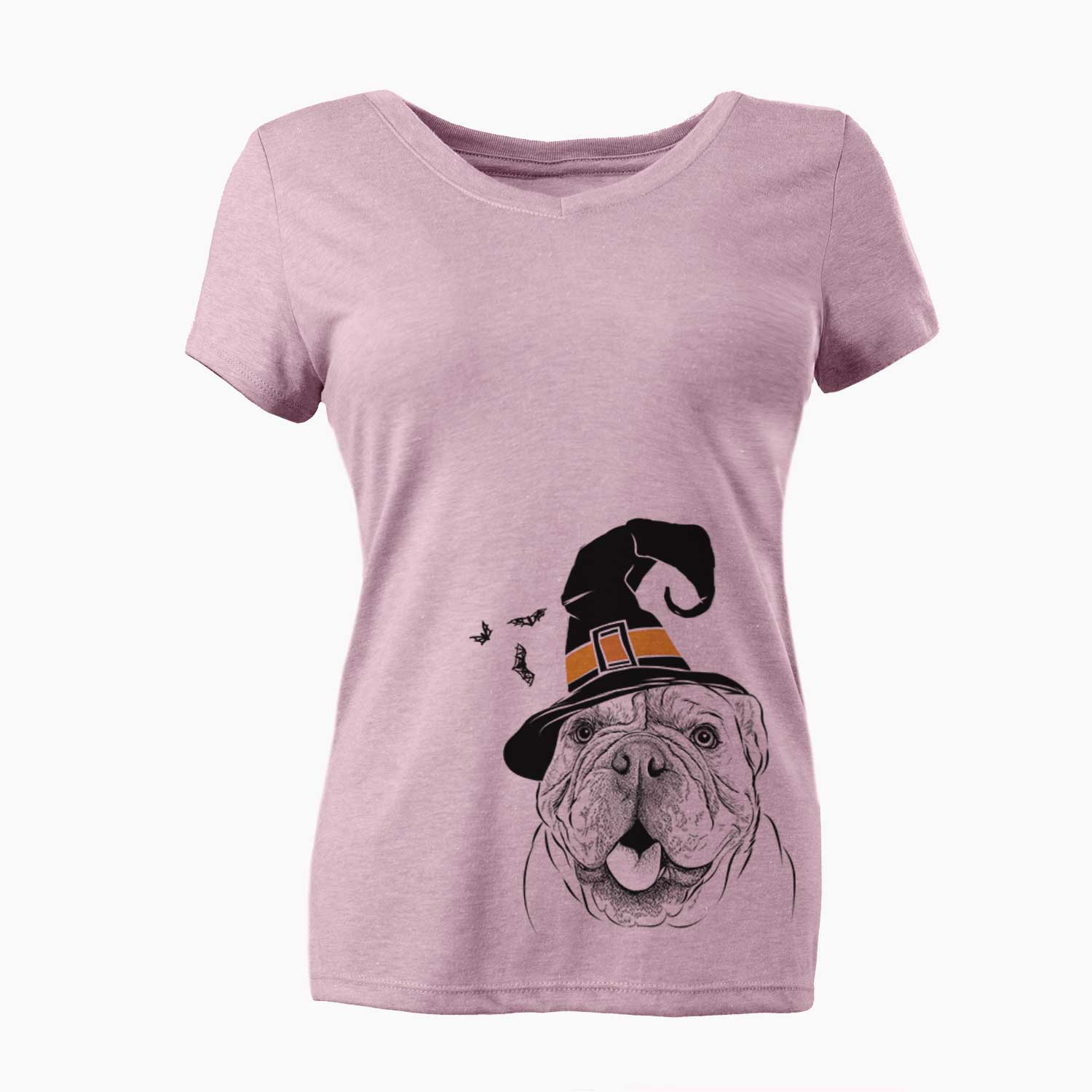 Witch Louie the English Bulldog - Women's V-neck Shirt