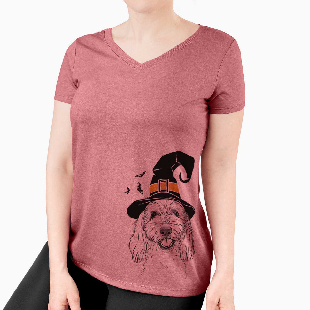 Witch Louie the Coton de Tulear - Women's V-neck Shirt