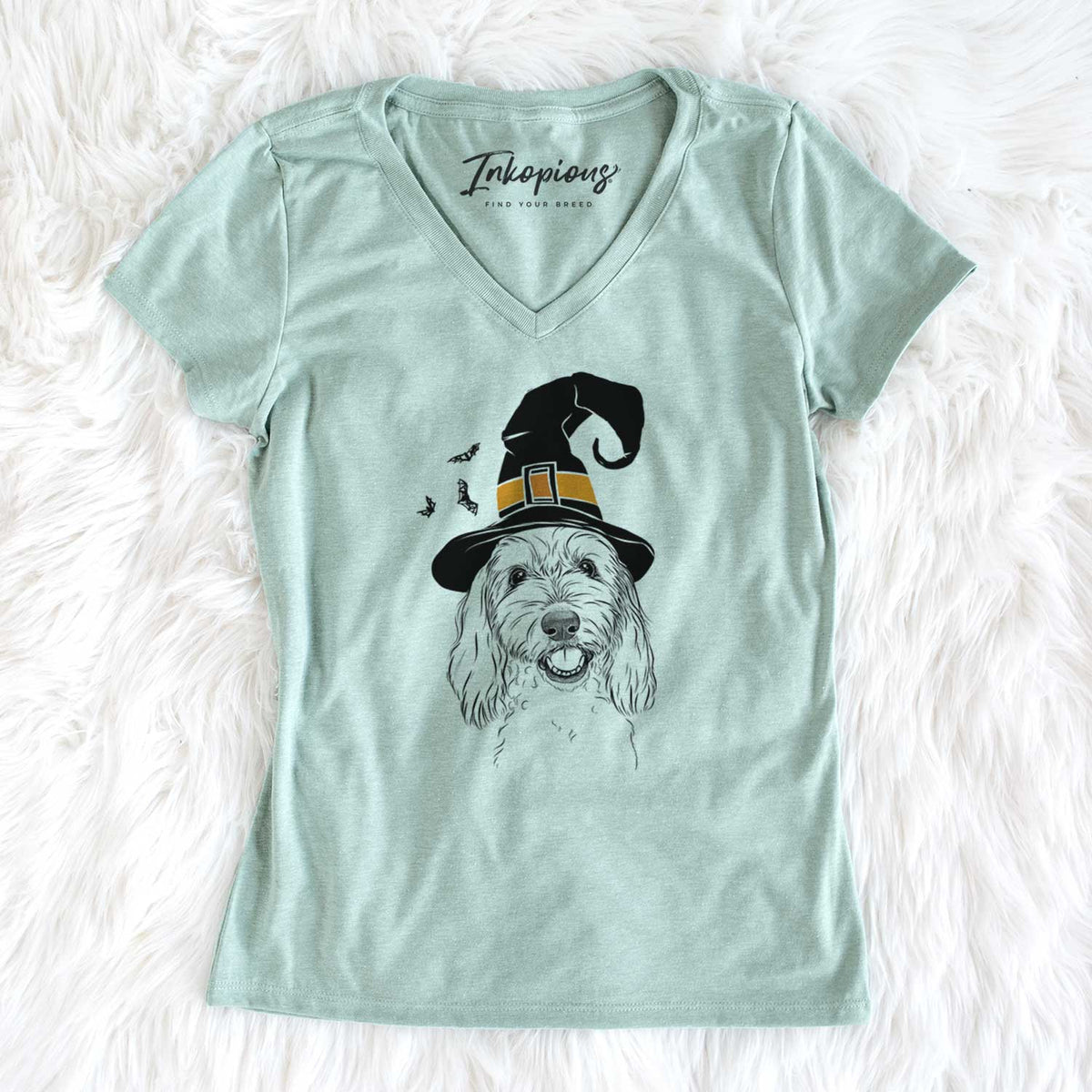 Witch Louie the Coton de Tulear - Women's V-neck Shirt