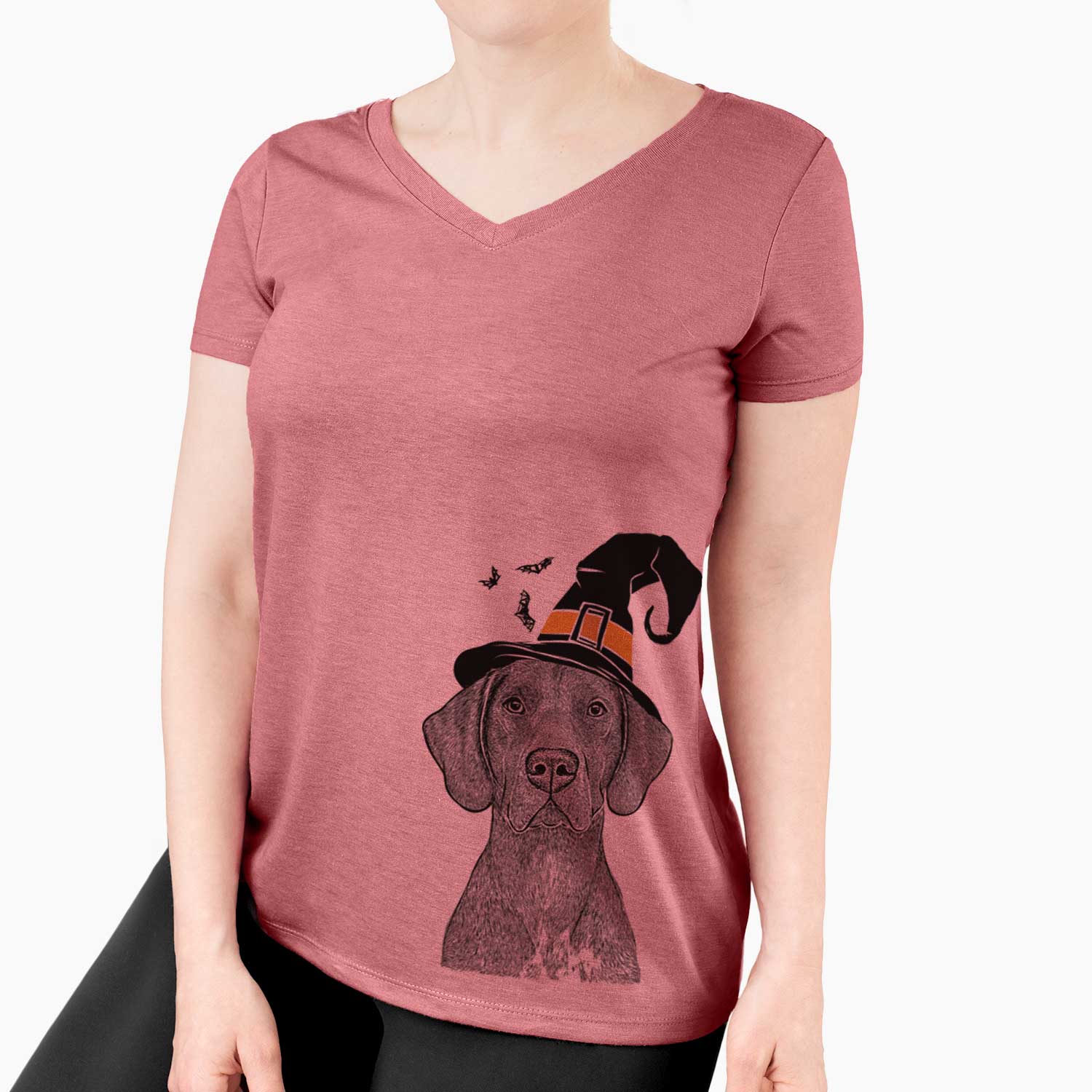 Witch Lucifer the German Shorthaired Pointer - Women's V-neck Shirt