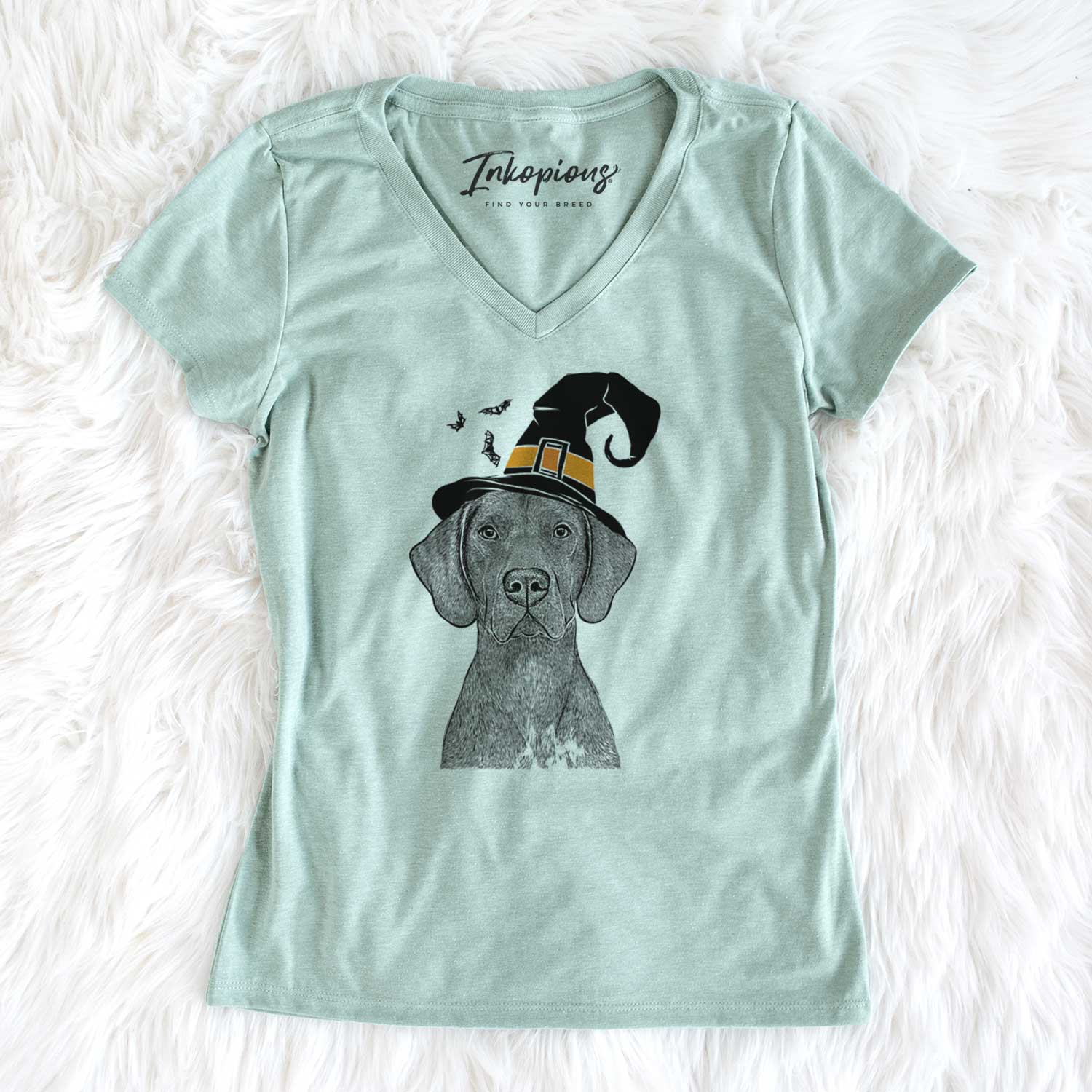 Witch Lucifer the German Shorthaired Pointer - Women's V-neck Shirt