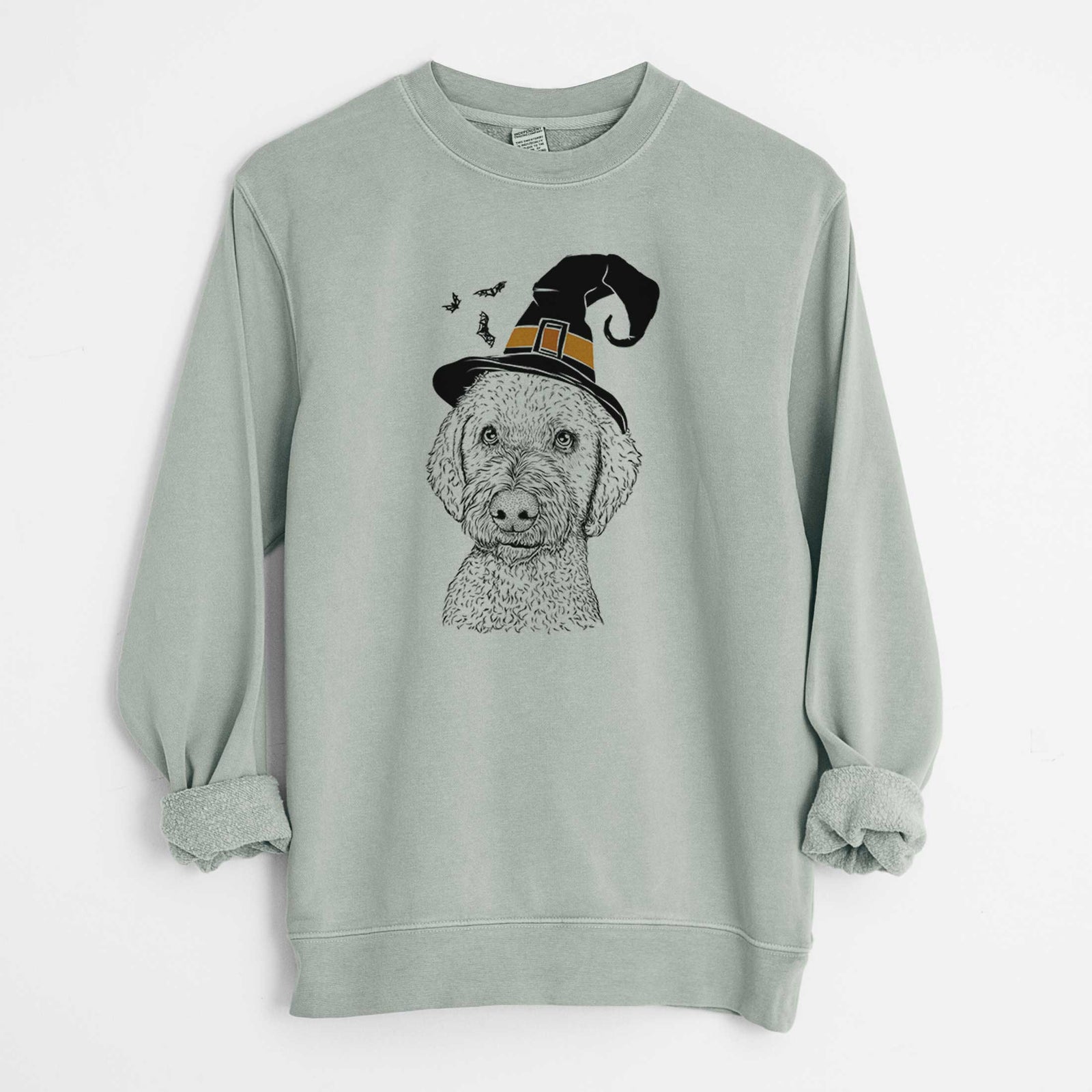 Witch Lucy Boo the Goldendoodle - Unisex Pigment Dyed Crew Sweatshirt