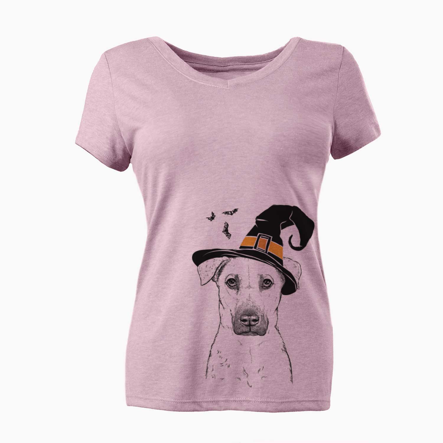 Witch Luna the Black Mouth Cur - Women's V-neck Shirt