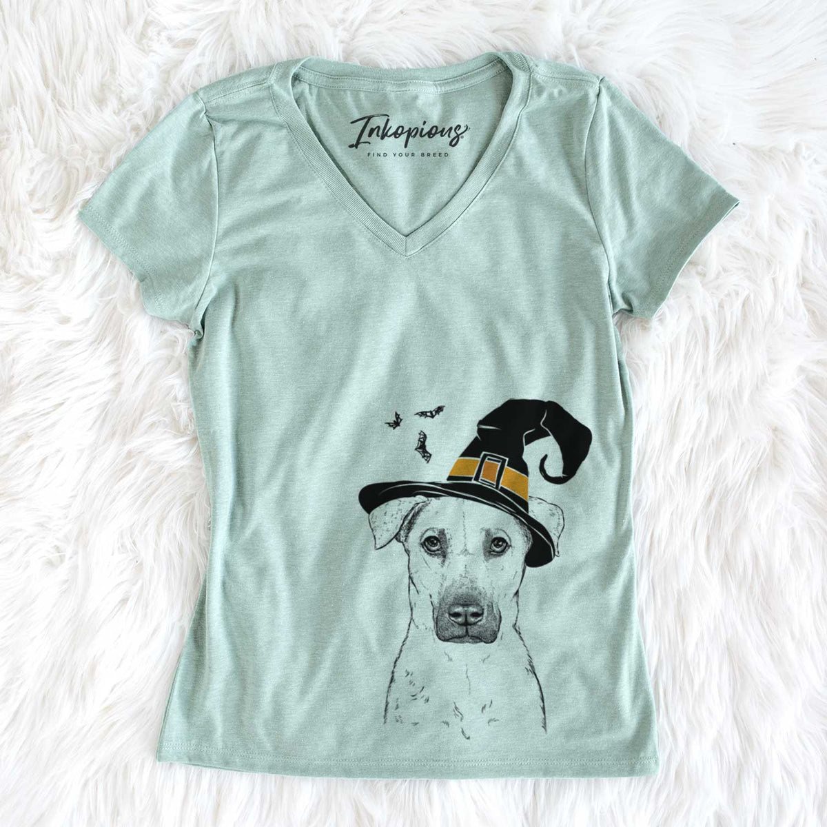 Witch Luna the Black Mouth Cur - Women&#39;s V-neck Shirt