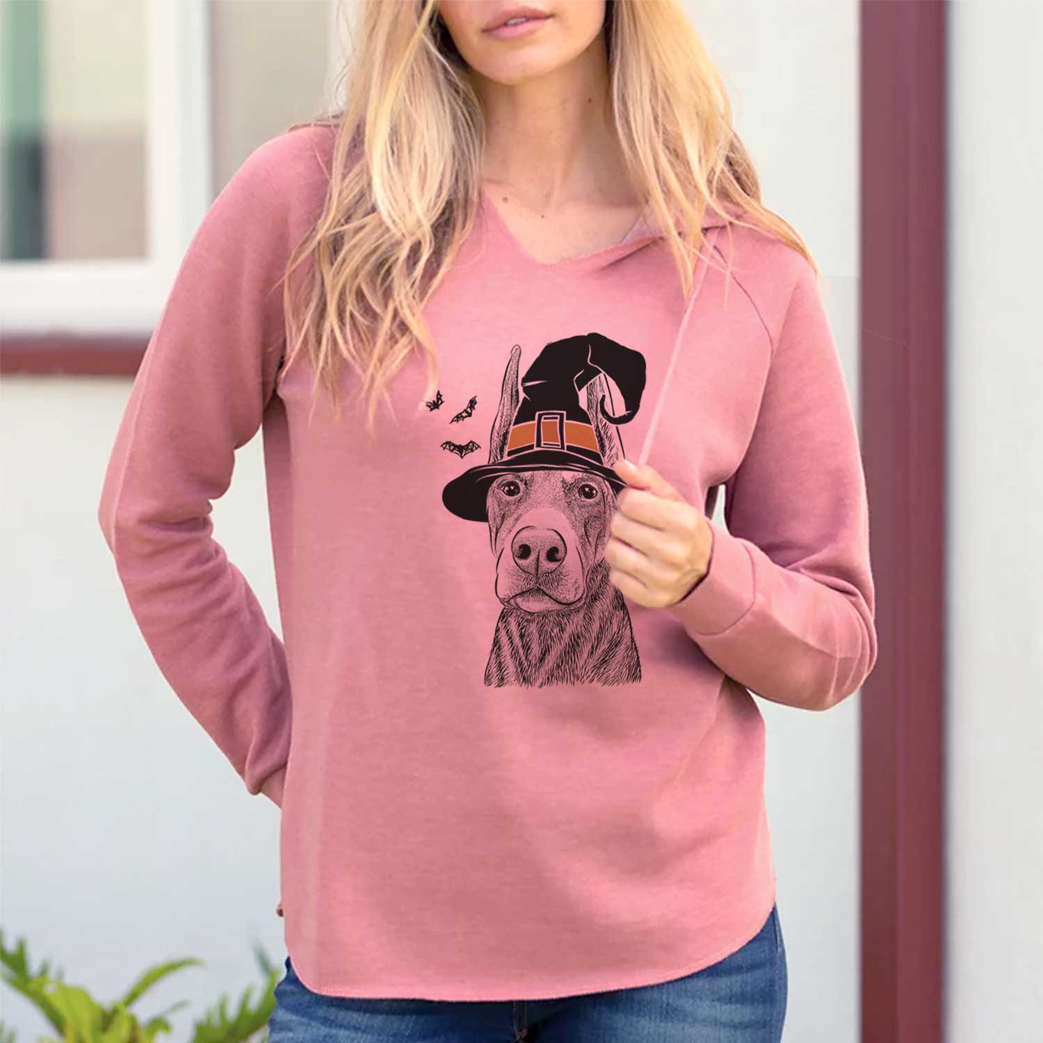 Witch Luna the Doberman Pinscher - Cali Wave Hooded Sweatshirt