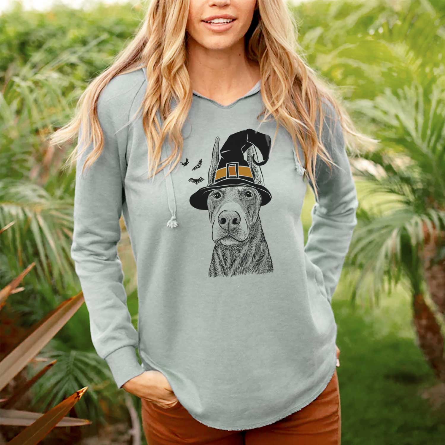 Witch Luna the Doberman Pinscher - Cali Wave Hooded Sweatshirt