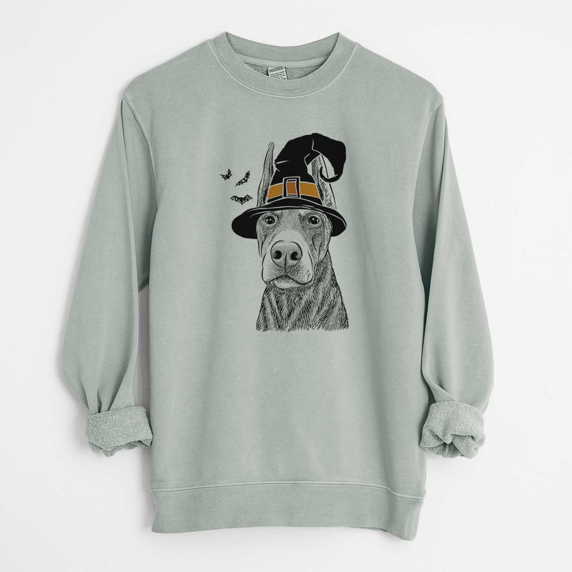 Witch Luna the Doberman Pinscher - Unisex Pigment Dyed Crew Sweatshirt