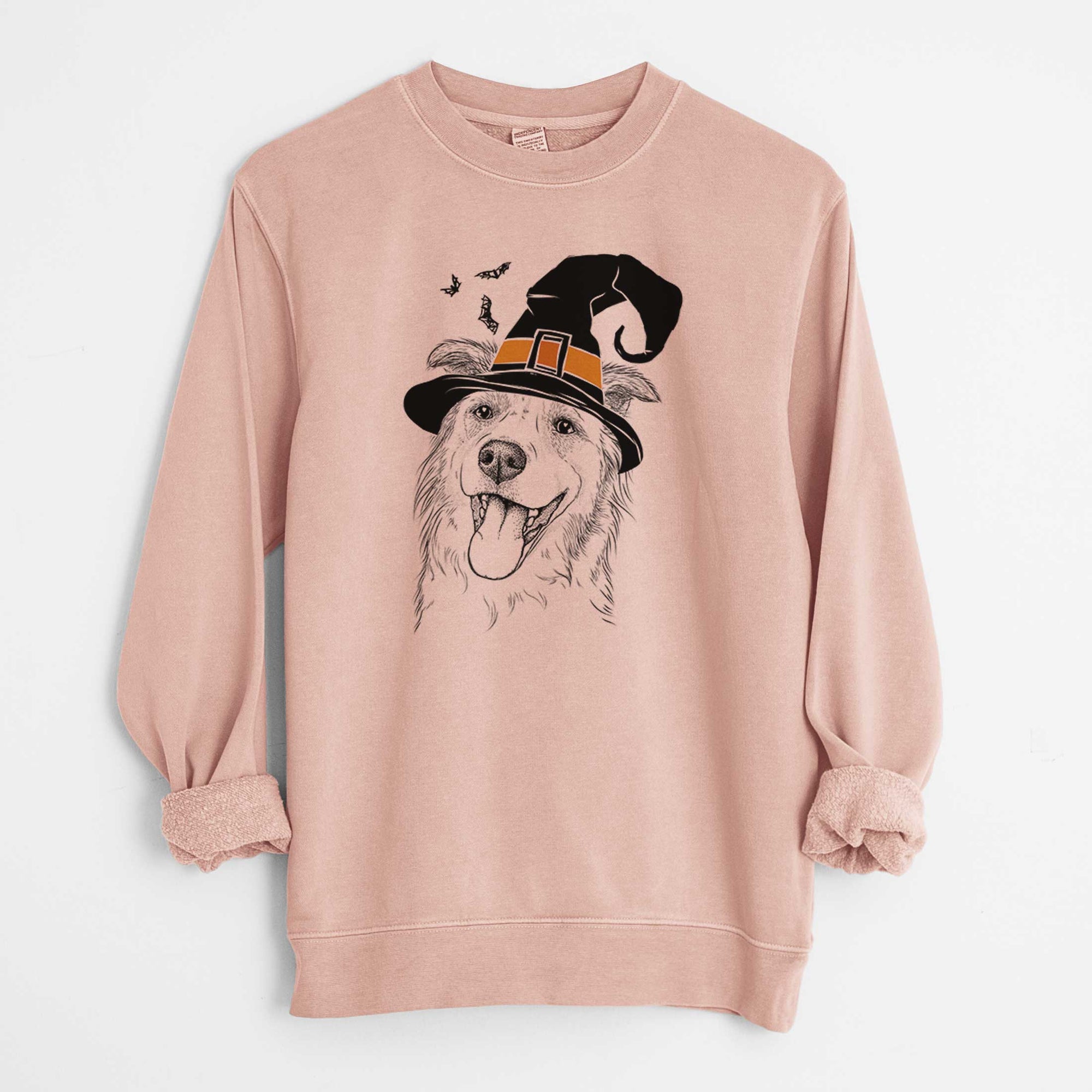 Witch Macaroni the Border Collie - Unisex Pigment Dyed Crew Sweatshirt