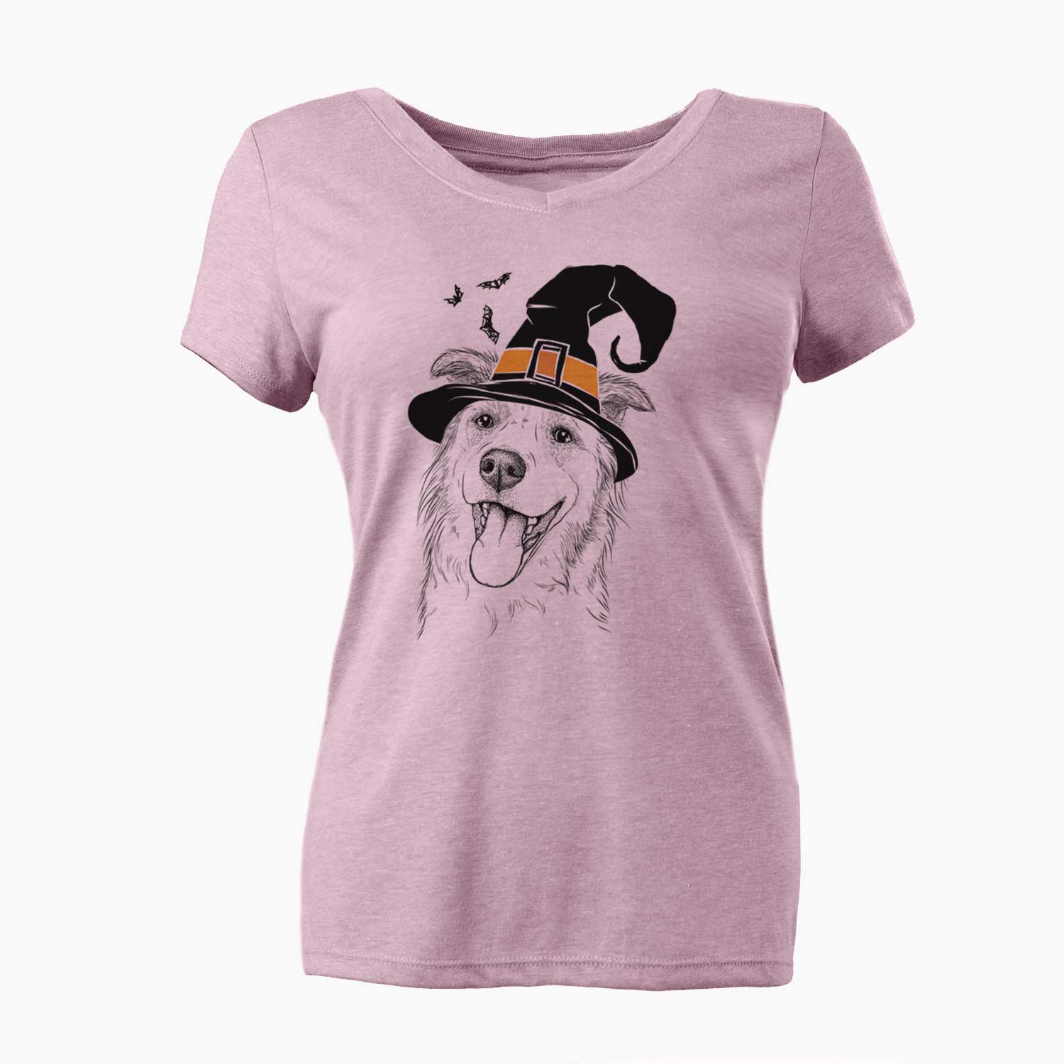 Witch Macaroni the Border Collie - Women's V-neck Shirt