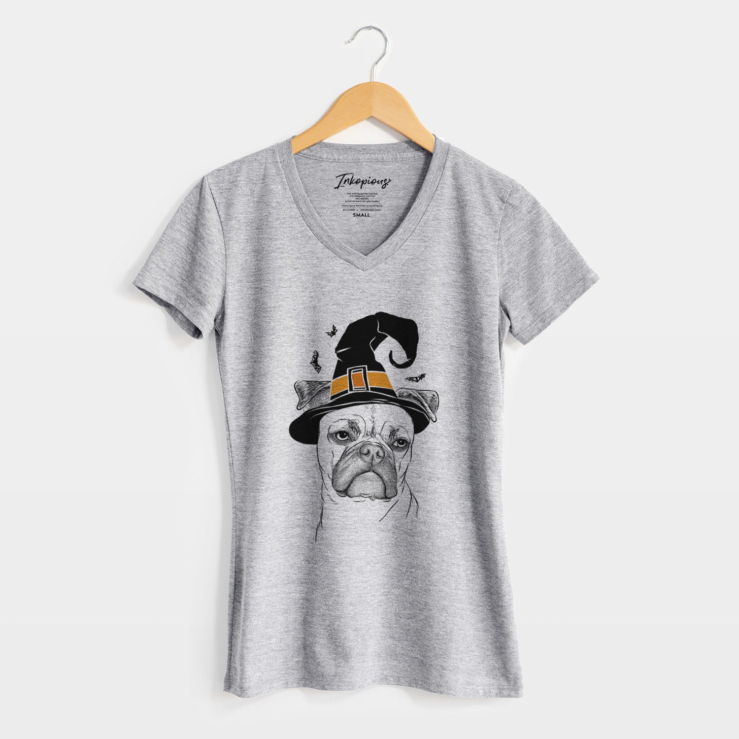 Witch Mack the Bugg (Boston Terrier/Pug) - Women's Perfect V-neck Shirt