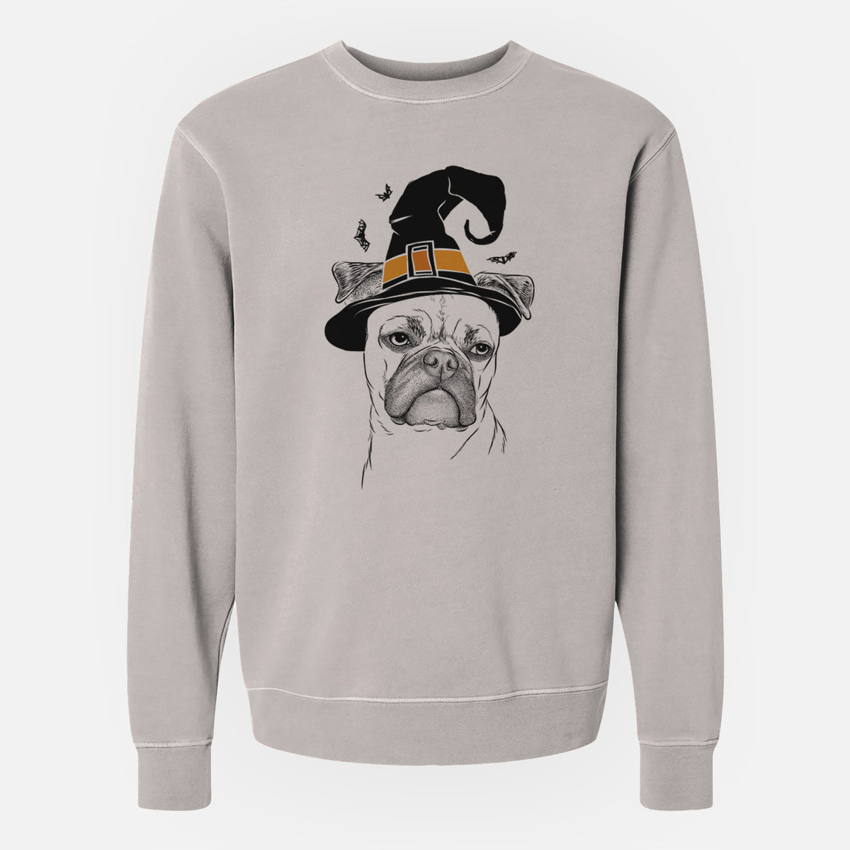 Witch Mack the Bugg (Boston Terrier/Pug) - Unisex Pigment Dyed Crew Sweatshirt