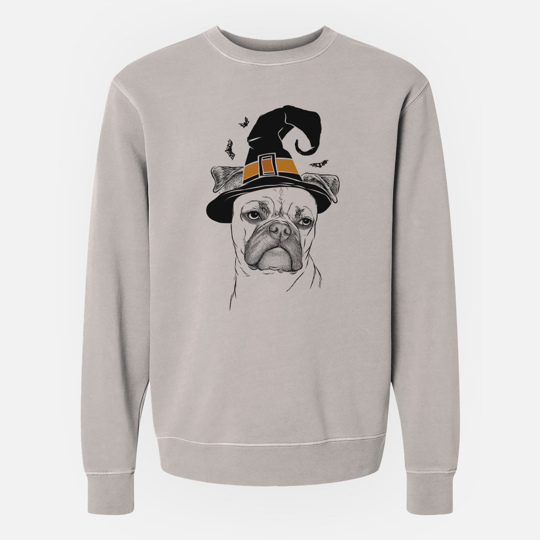 Witch Mack the Bugg (Boston Terrier/Pug) - Unisex Pigment Dyed Crew Sweatshirt