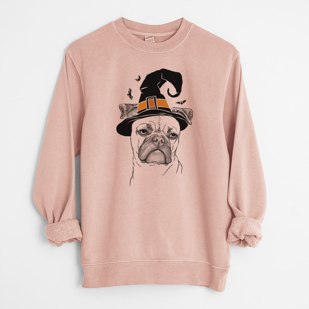Witch Mack the Bugg (Boston Terrier/Pug) - Unisex Pigment Dyed Crew Sweatshirt