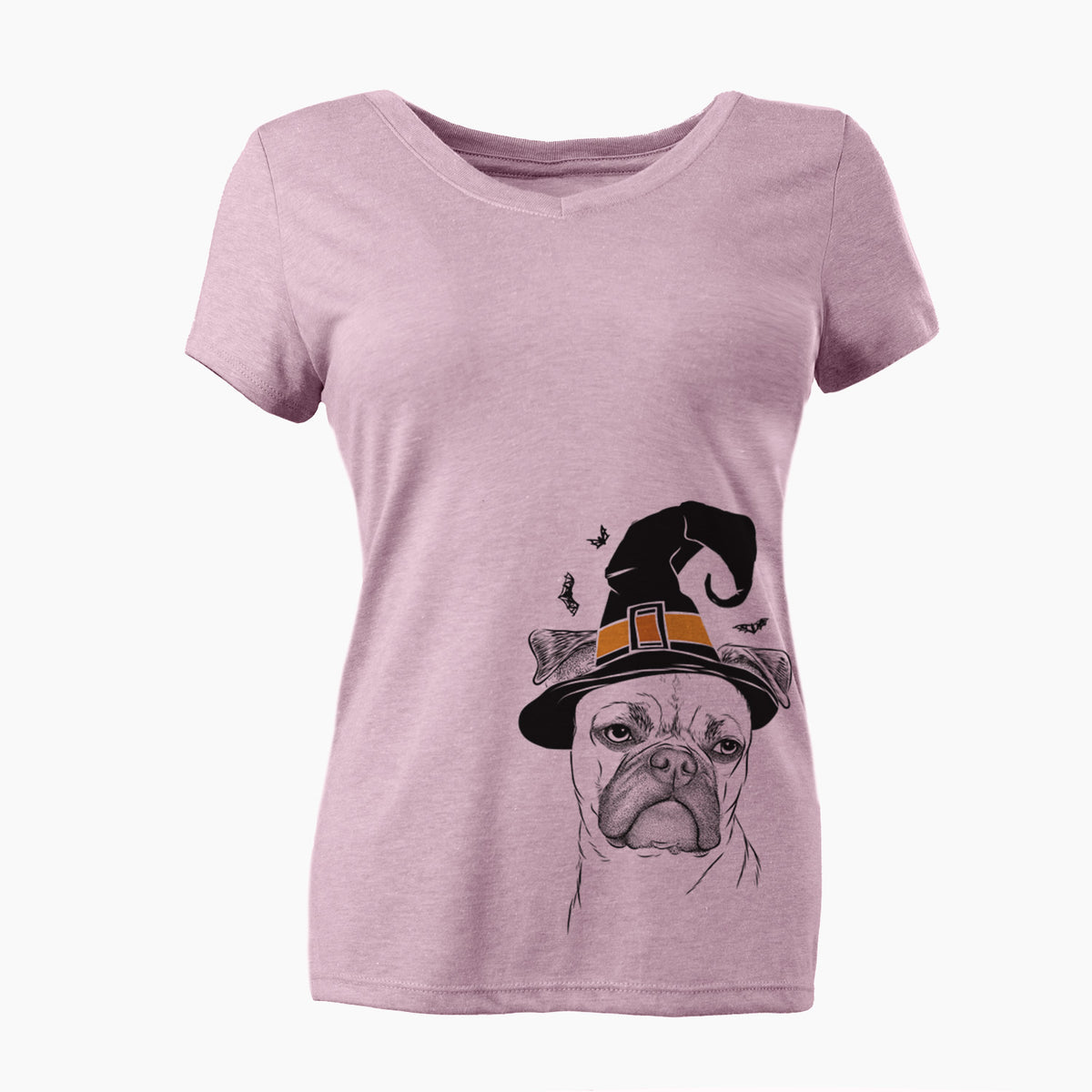 Witch Mack the Bugg (Boston Terrier/Pug) - Women's Perfect V-neck Shirt
