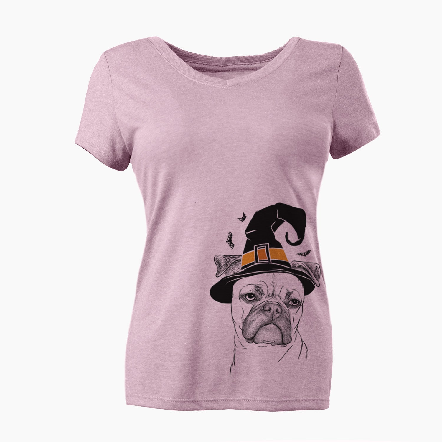 Witch Mack the Bugg (Boston Terrier/Pug) - Women's Perfect V-neck Shirt