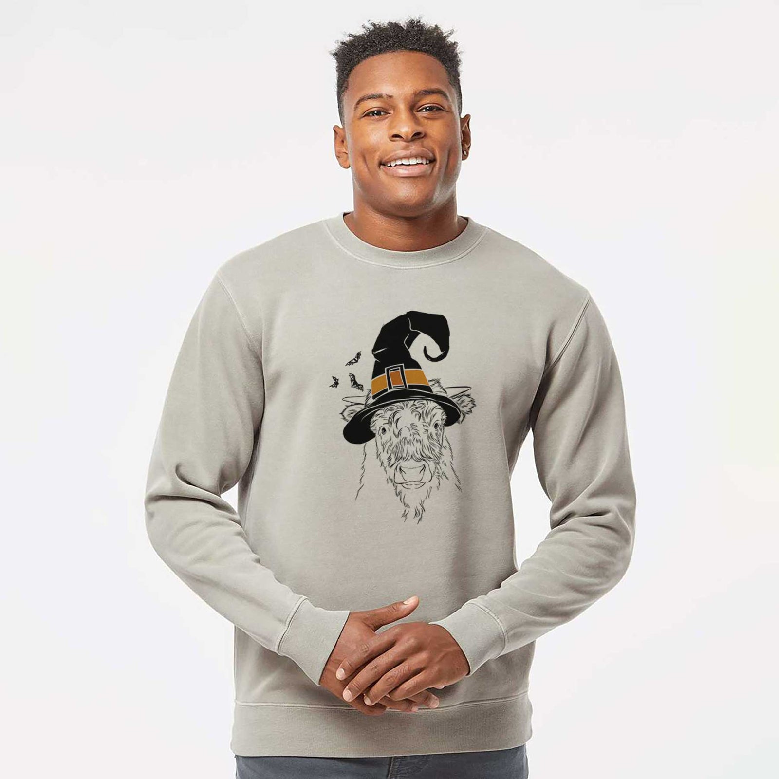 Witch Mack the Scottish Highland Cow - Unisex Pigment Dyed Crew Sweatshirt