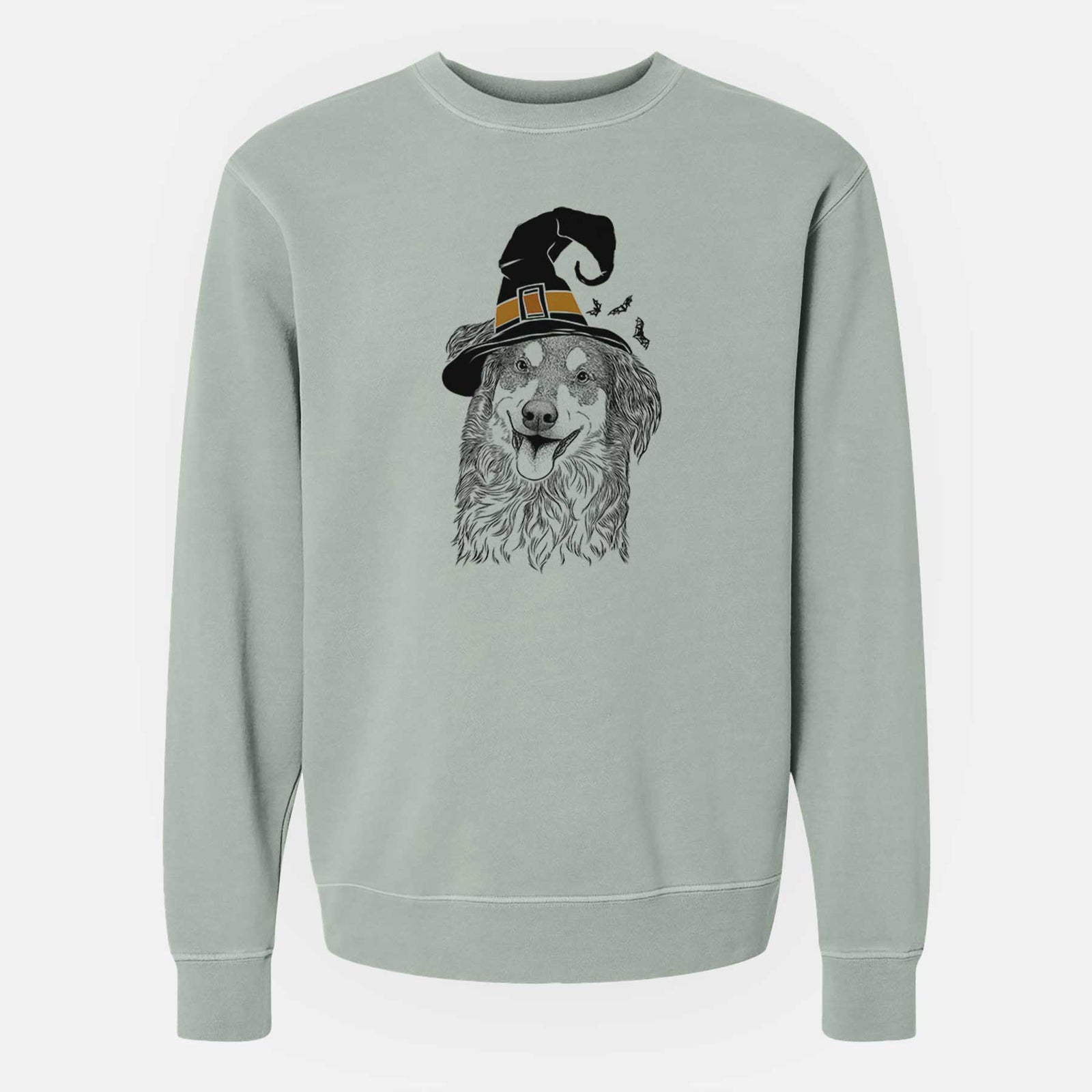 Witch Maddie the English Shepherd - Unisex Pigment Dyed Crew Sweatshirt
